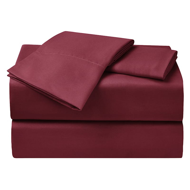 4-Piece Cabernet Cooling Microfiber Sheet Set, King | At Home