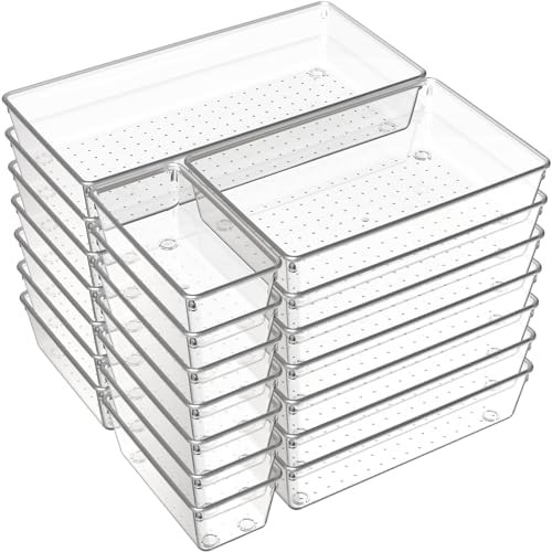 Criusia 21 Pack Large Clear Plastic Drawer Organizer Trays | BPA-Free Acrylic Organizer Bins for ... | Amazon (US)
