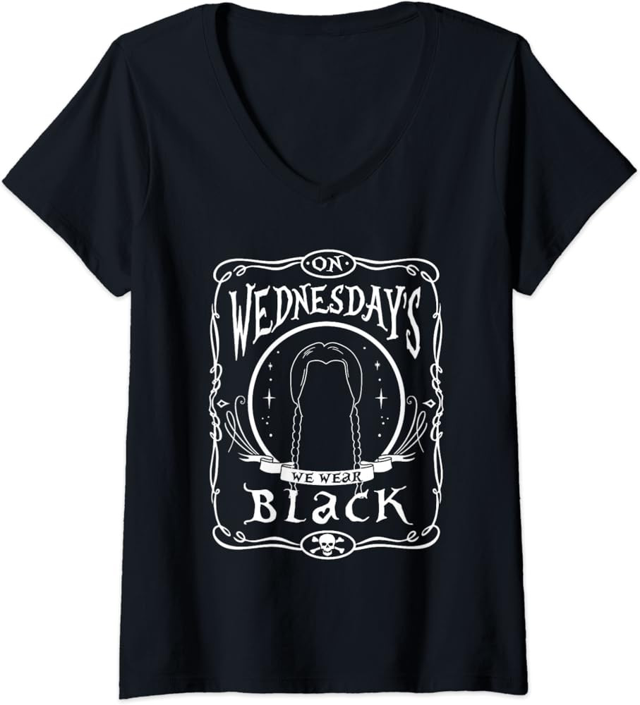 Womens On Wednesdays We Wear Black No More Girl Boy Men Women V-Neck T-Shirt | Amazon (US)