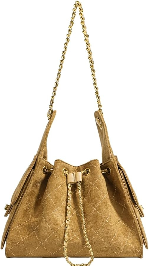 Women\u2019s Classic Quilted Shoulder Bags Chain Strap Handbags Suede Tote Crumpled Purse Slouchy... | Amazon (US)