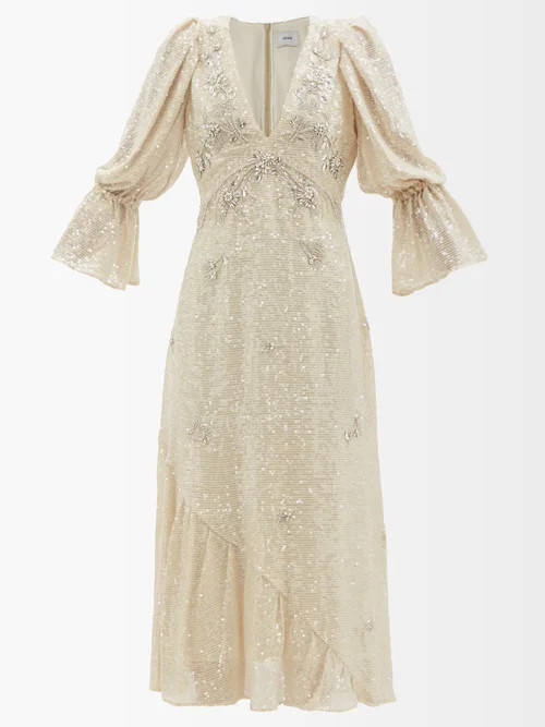 Erdem - Eva Crystal-embroidered Sequinned Dress - Womens - Ivory | Matches (UK)