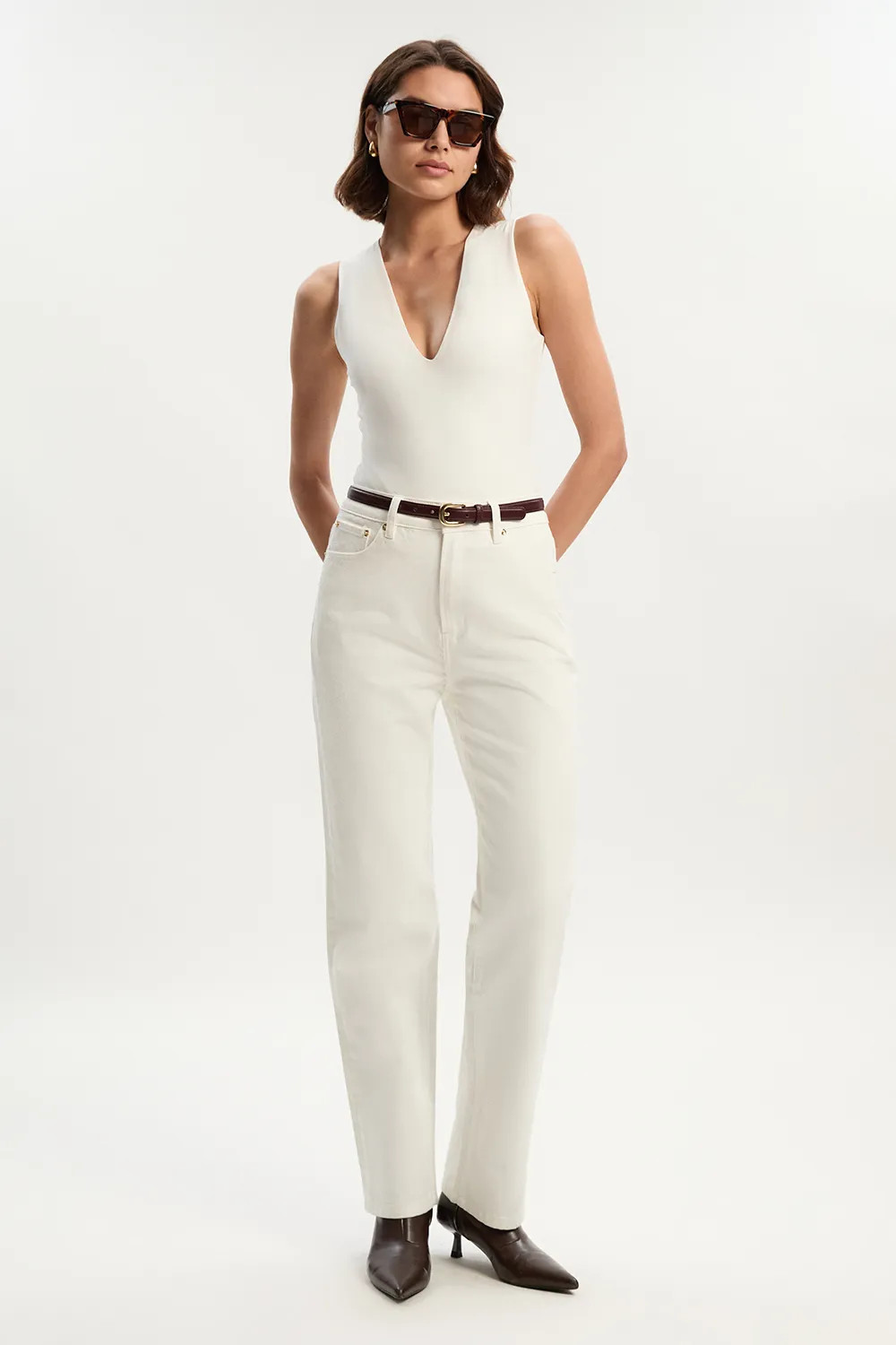 Rigid Denim  High Rise Straight Leg Jean | Karen Millen UK + IE + DE + NL