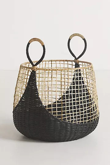 Two-Tone Rattan Basket | Anthropologie (US)