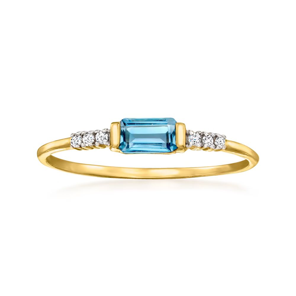 .30 Carat London Blue Topaz Ring with Diamond Accents in 14kt Yellow Gold | Ross-Simons