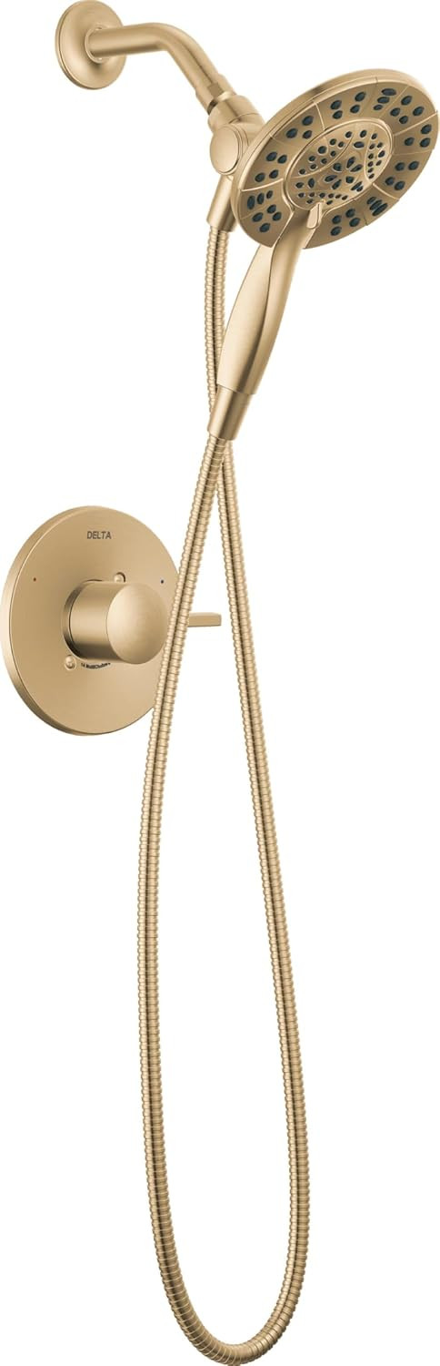 Delta Faucet Albion 14 Series Single-Handle Shower Faucet, Gold Shower Trim Kit with 4-Setting In2ition 2-in-1 Dual Hand Held Shower Head with Hose, Champagne Bronze T142855-CZ-I (Valve Not Included) | Amazon (US)
