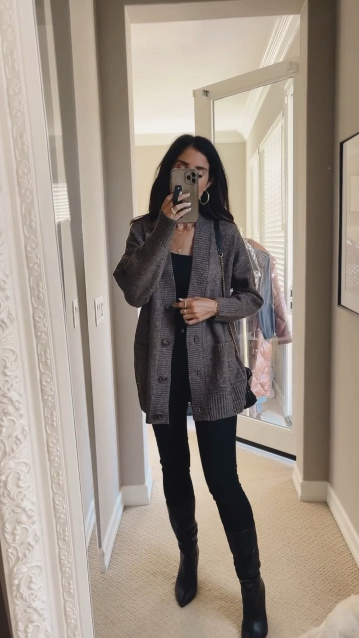 Im just shy of 5’7 wearing the size XS cardigan, runs naturally oversized. 
Casual style, fall style, booties, StylinByAylin 

#LTKSeasonal #LTKunder100 #LTKstyletip