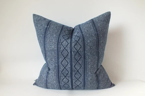 Hmong Cushion Cover Boho Pillows Ethnic Indigo Navy Blue Batik | Etsy | Etsy (US)