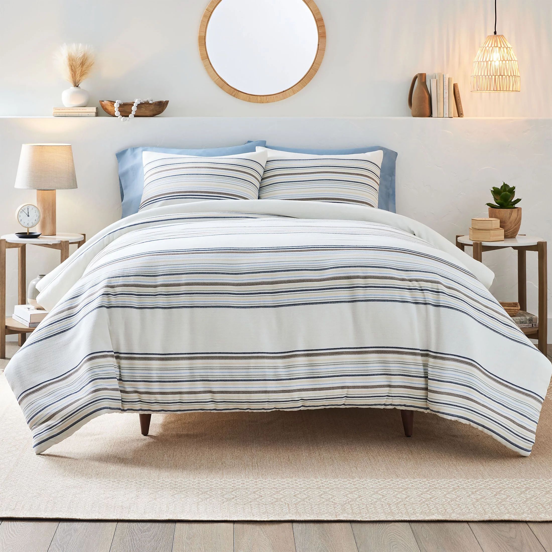 Better Homes & Gardens 3-Piece Blue Yarn Dye Stripe Comforter Set, Full/Queen - Walmart.com | Walmart (US)
