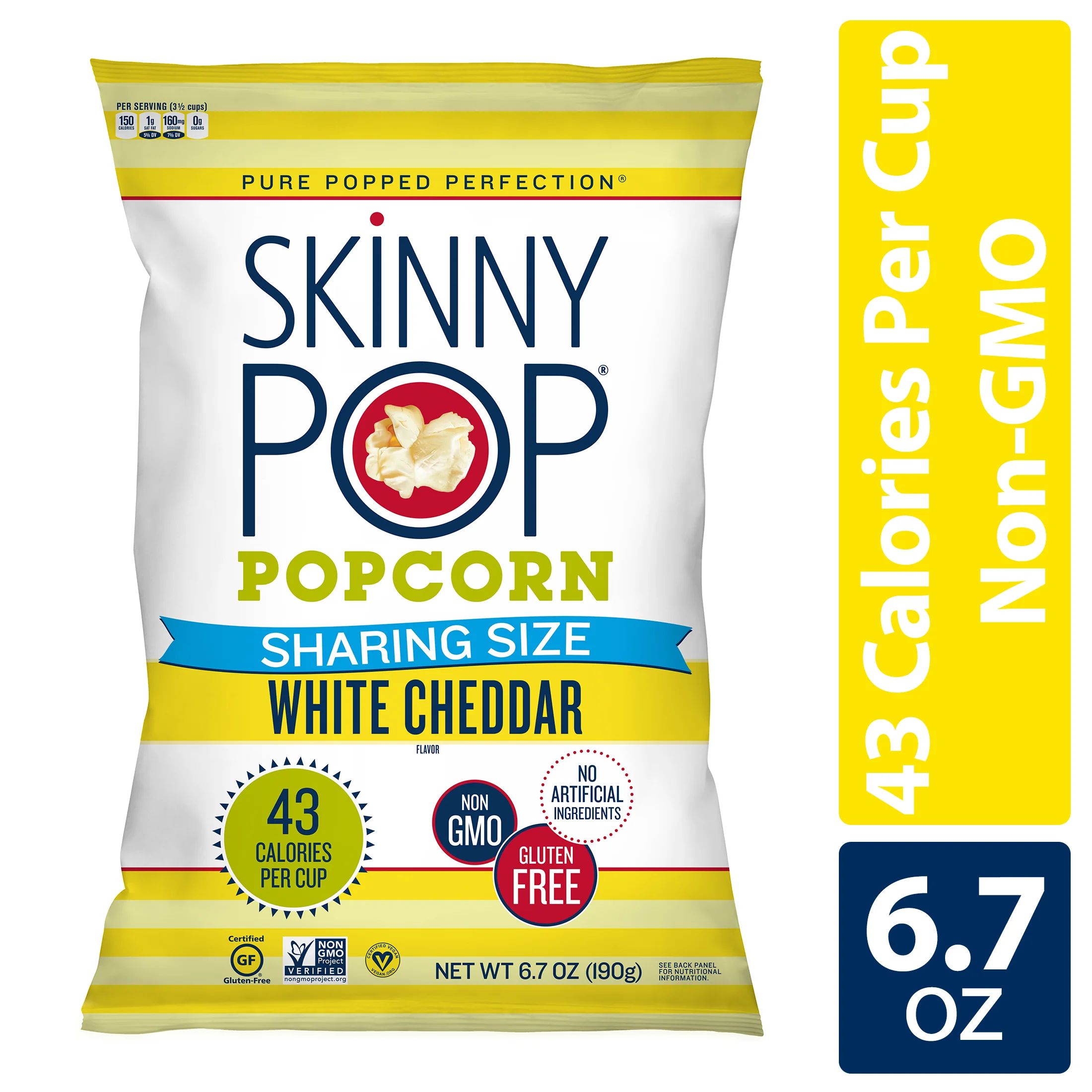 SkinnyPop Gluten-Free White Cheddar Popcorn, 6.7 oz Bag | Walmart (US)