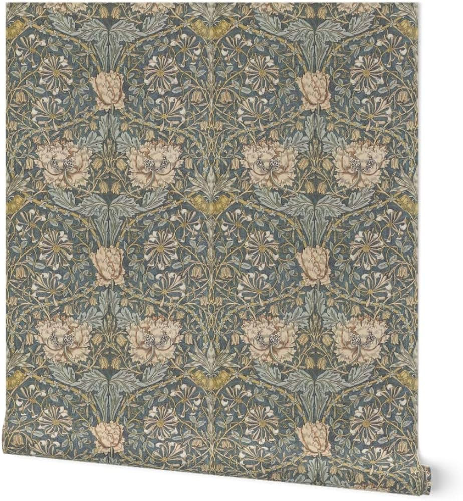Removable Wallpaper Swatch - Neutral Floral Damask Arts and Crafts Victorian English Garden Morri... | Amazon (US)
