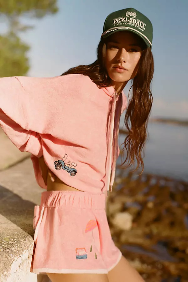 Celandine Embroidered Terry Micro Shorts | Anthropologie (US)