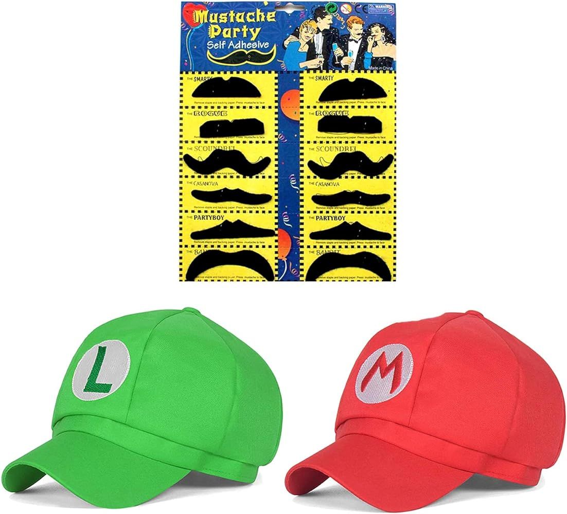 Mario & Luigi hat And Mustaches | Amazon (US)