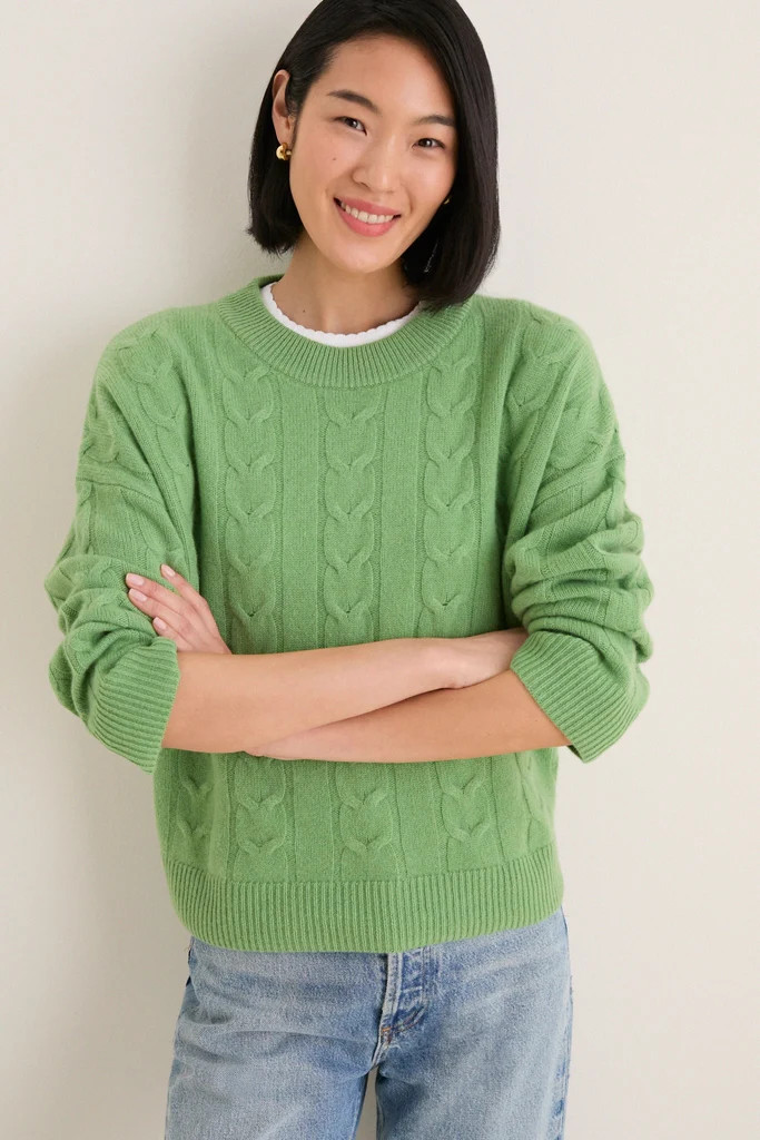 Pistachio Cashmere Cable Knit Eloise Sweater | Tuckernuck (US)