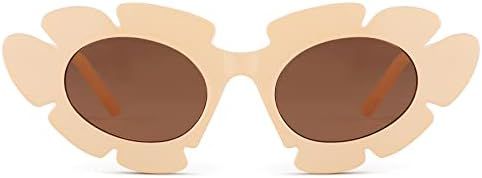 COASION Trendy Cat Eye Flowers Sunglasses for Women Men Retro Fashion Nude Chunky Shades UV400 Pr... | Amazon (US)
