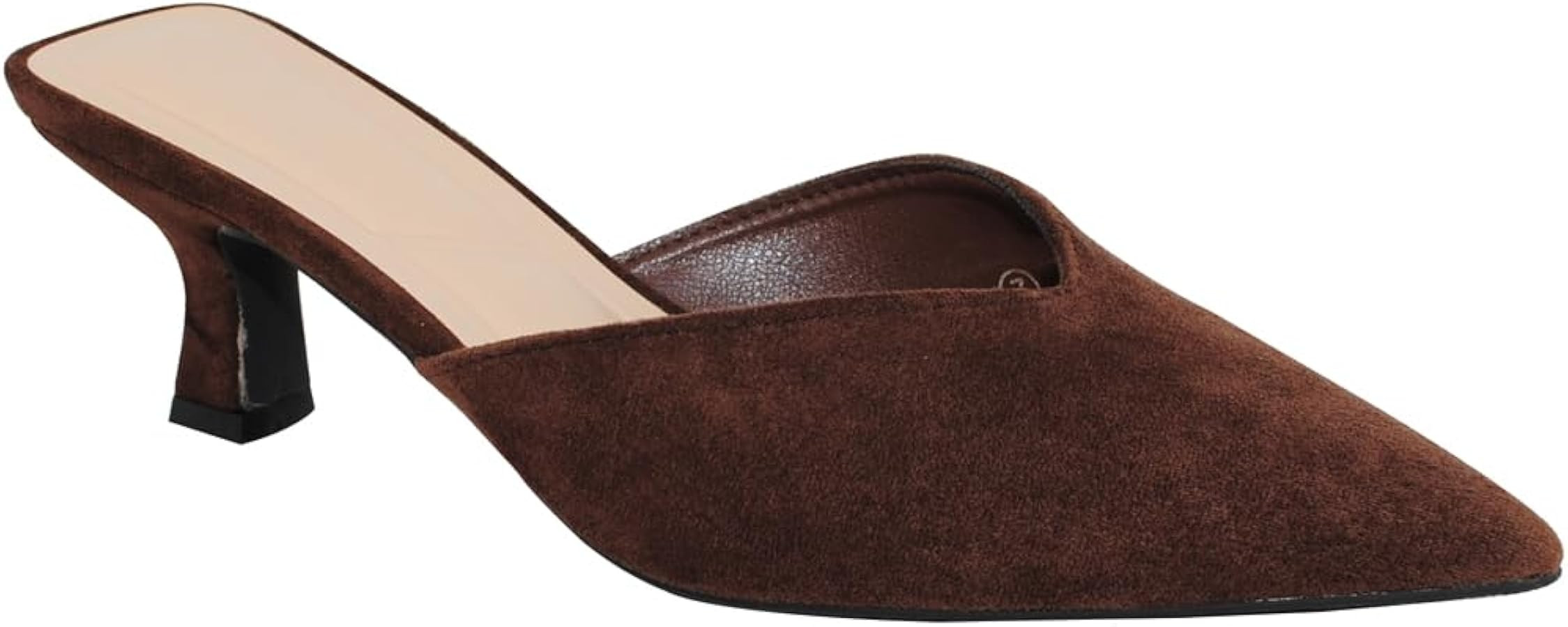 TRENDSUP Women's Pointed Toe Mules, Low Kitten Heel, Slip-On Style | Amazon (US)
