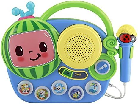 eKids Cocomelon Toy Singalong Boombox with Microphone for Toddlers, Built-in Music and Flashing L... | Amazon (US)