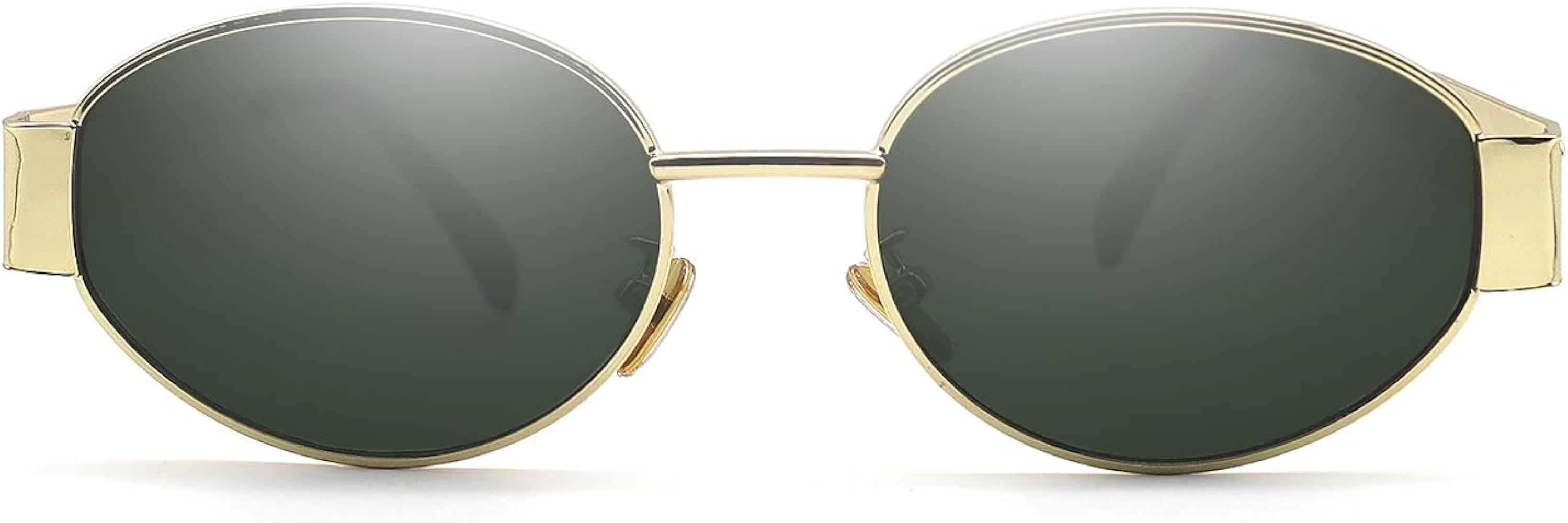 Retro Oval Sunglasses for Women Trendy Designer Sun Glasses Womens Shades Without LOGO Fashion Ac... | Amazon (US)
