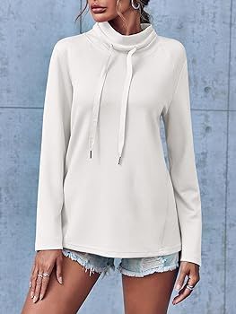 Aurgelmir Women's Casual Mock Neck Sweatshirts Drawstring Long Sleeve Loose Fit Lightweight Tunic... | Amazon (US)