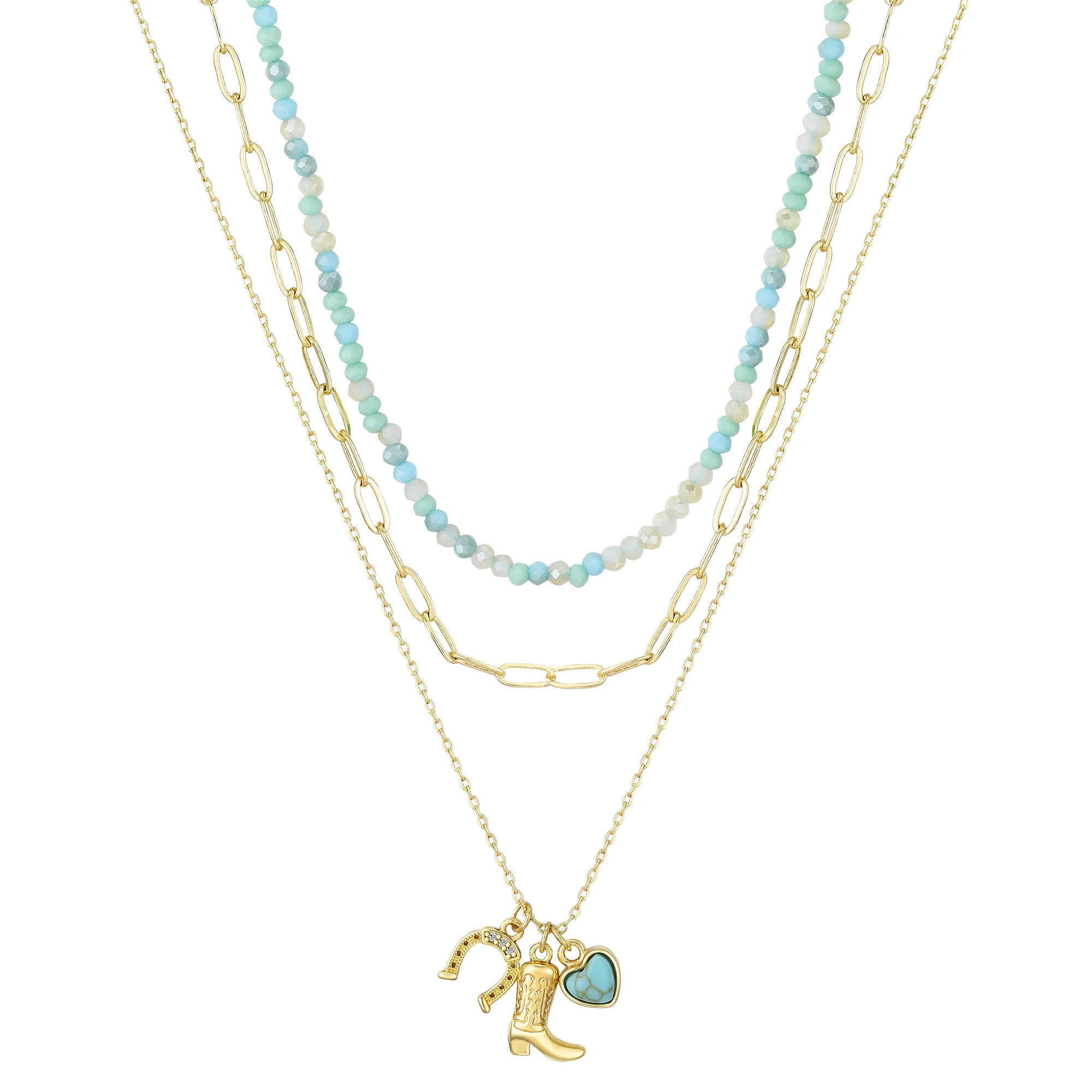 Believe by Brilliance Genuine Stone Western Layered Necklace Set, 16+2/17+2/18+2" | Walmart (US)