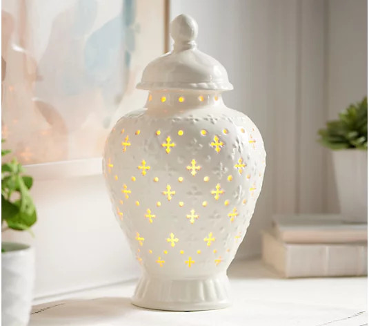 13" Flickering Flame Porcelain Ginger Jar by Valerie | QVC