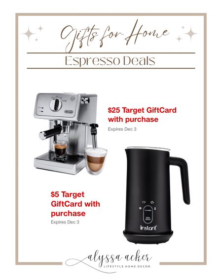 Target has some amazing deals on this highly rated espresso machine and milk frothed!! 

#savebig #bestdeals #target #coffeelover #coffee #eapresso #gifts #giftwithpurchase

#LTKhome #LTKGiftGuide #LTKsalealert