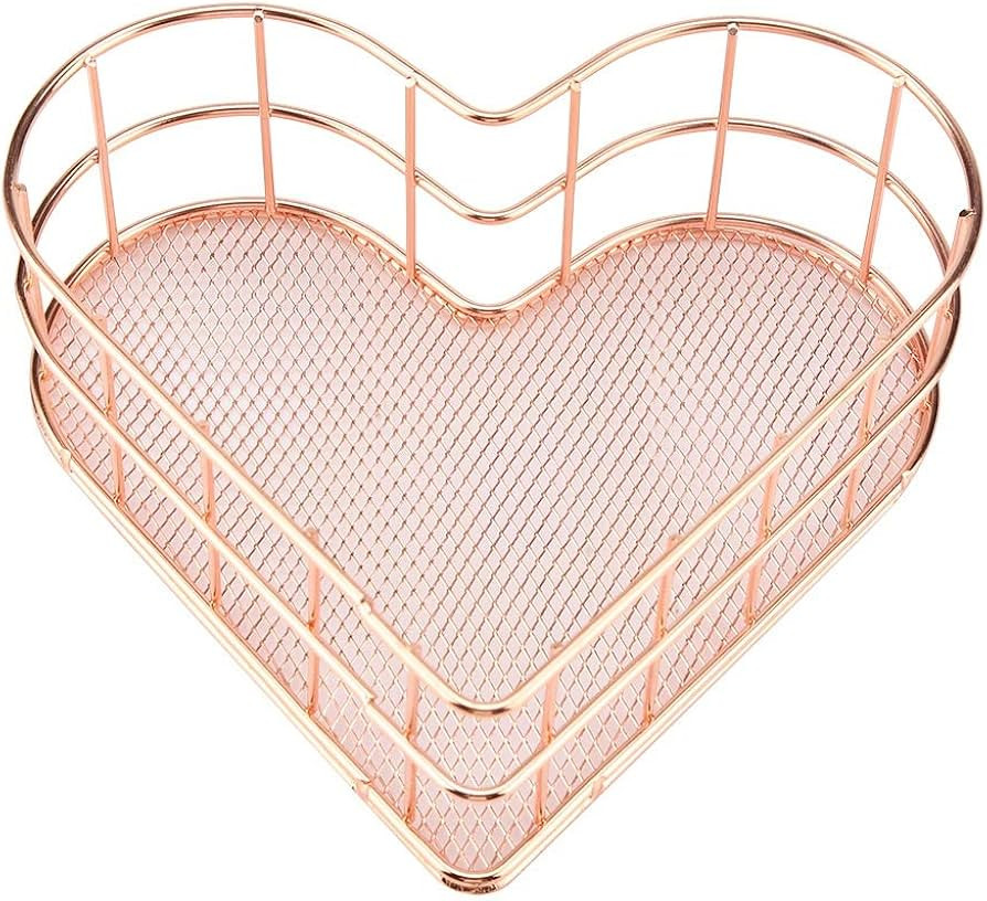 Storage Basket, Multifunctional Iron Heart Shape Storage Basket Household Office Wire Baskets for... | Amazon (US)