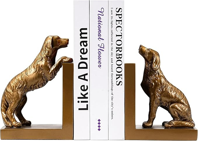 Dog Bookends, Book Ends for Shelves to Hold Books Heavy Duty, Creative Resin Book Holders for Kit... | Amazon (US)