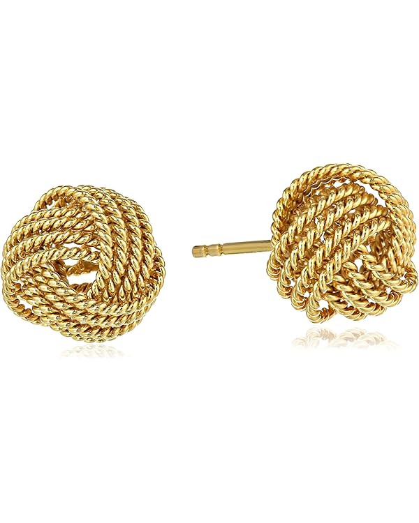 Amazon Essentials Yellow Gold Plated Sterling Silver Twisted Love Knot Stud Earrings , (previousl... | Amazon (US)