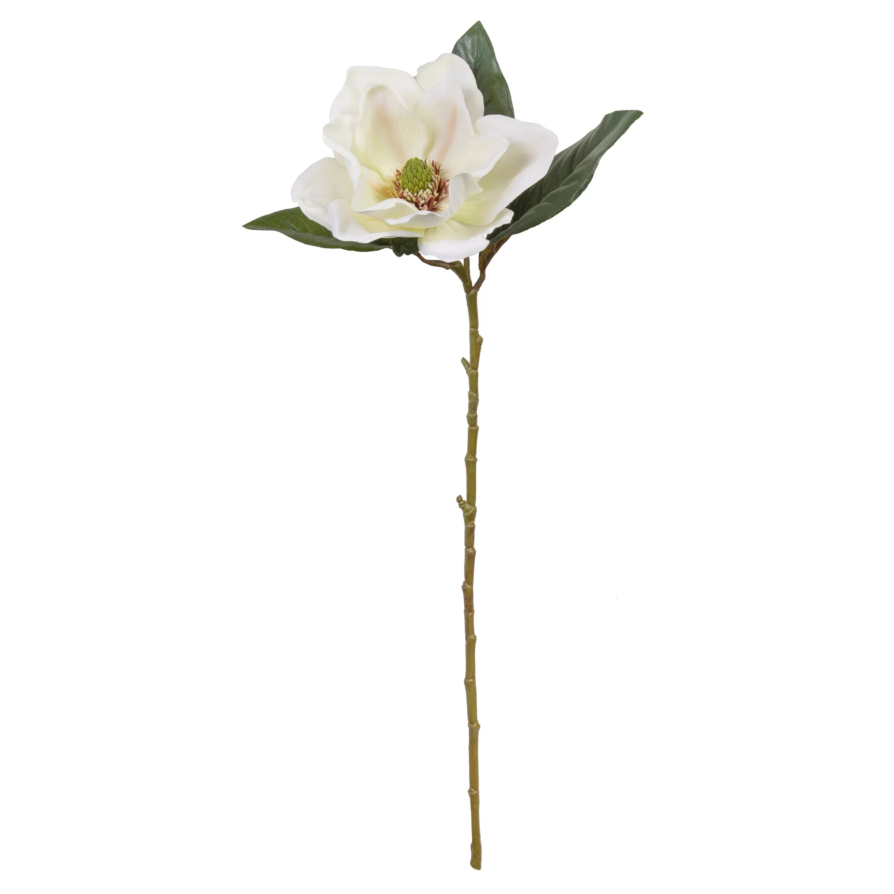 28-inch Artificial Silk White Magnolia Single Head Flower Long Stem, for Indoor Use, by Mainstays | Walmart (US)