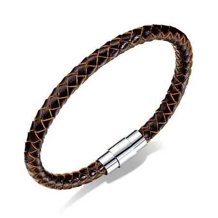 Epcany Braided Round Band Men Leather Bracelet Punk Rock Style | Walmart (US)