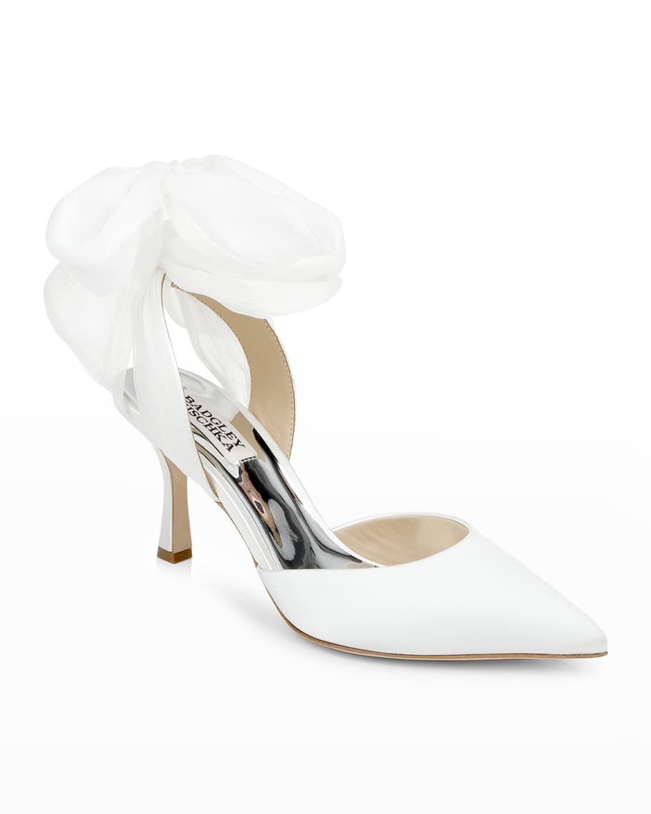 Blaze Satin Ankle-Wrap Halter Pumps | Neiman Marcus