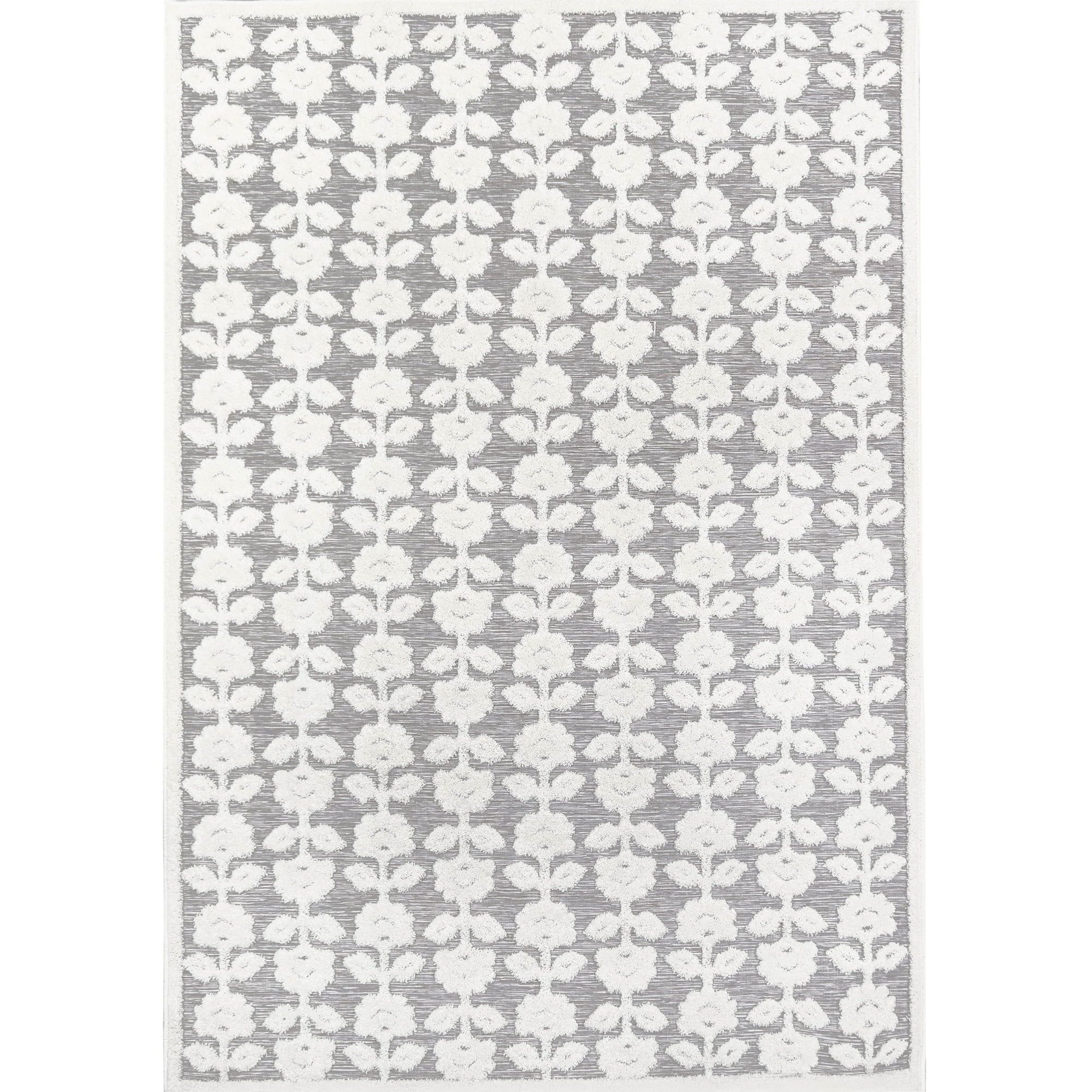 My Texas House Poppy 3'11" x 5'6" Grey Floral Indoor/Outdoor Area Rug - Walmart.com | Walmart (US)