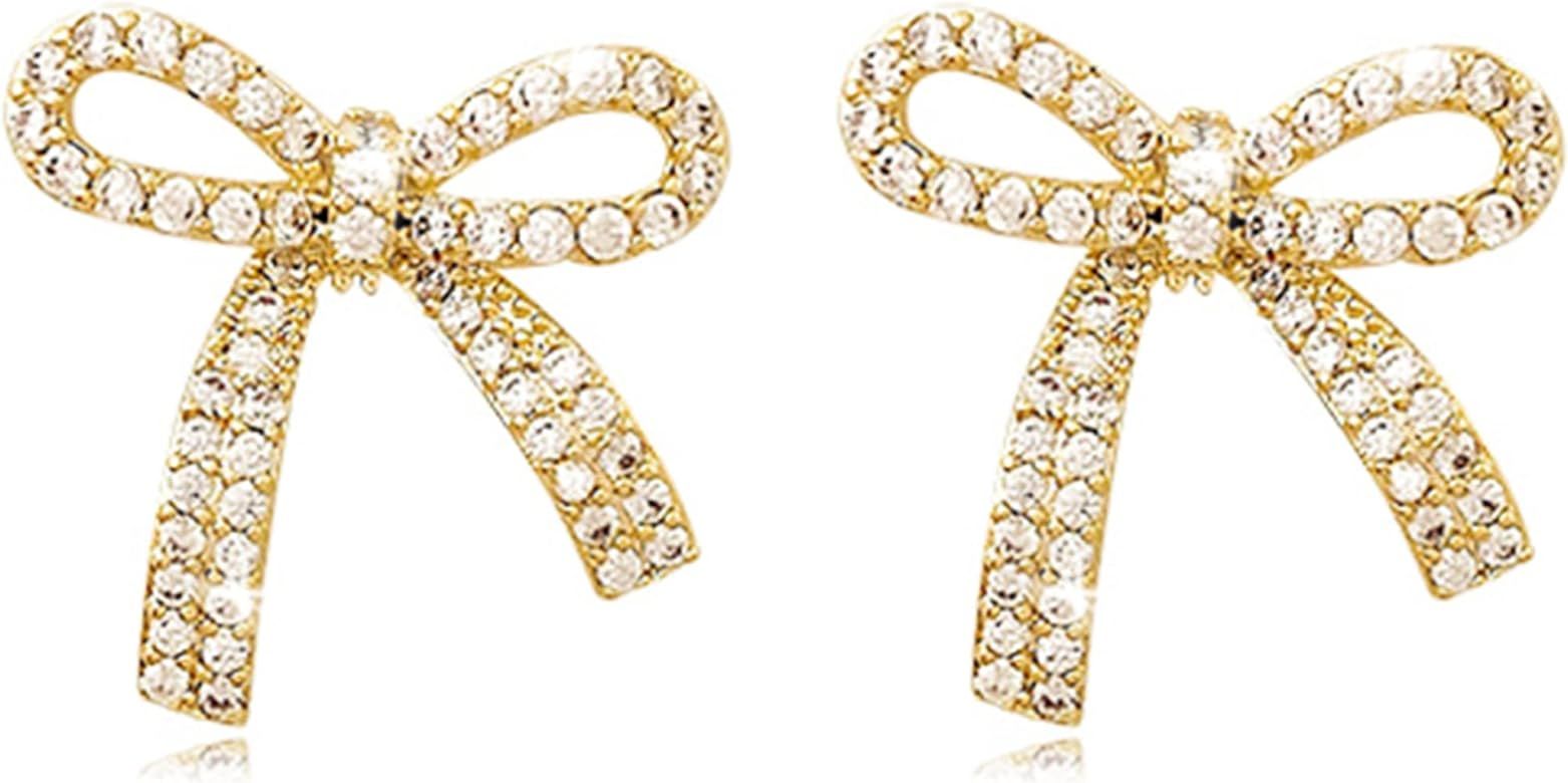 Silver Sparkly Bow Earrings for Women Rhinestone Chain Tassel Earring Crystal Fairy Teardrop Jewe... | Amazon (US)