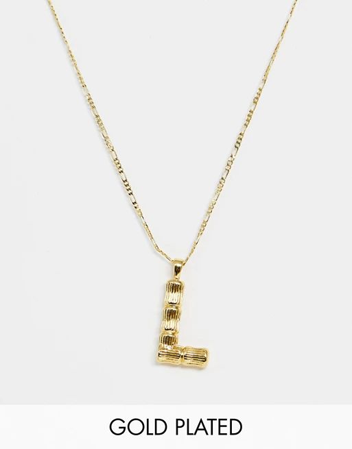 ASOS DESIGN gold plated necklace with vintage style textured 'L' initial pendant | ASOS UK