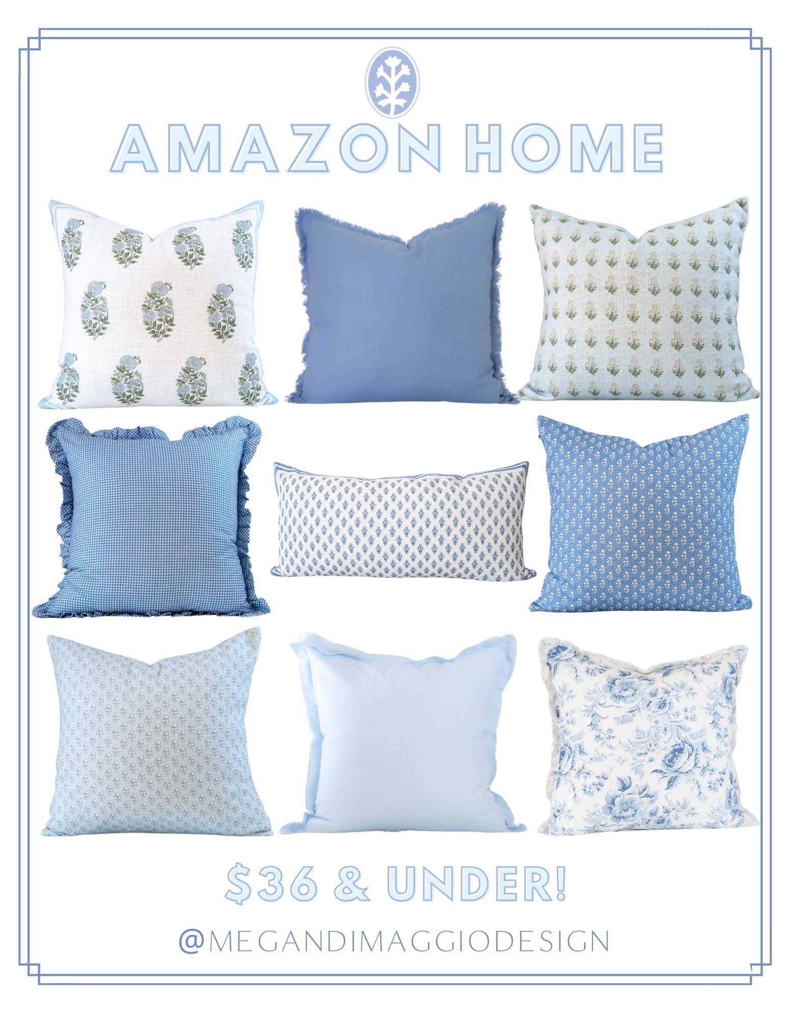 $36 & under!! New pretty coastal blue & white block print affordable pillow covers! 😍

#LTKHome #LTKFindsUnder50 #LTKSummerEdit