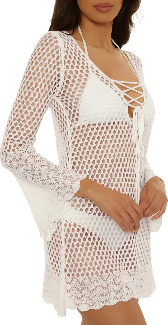 Treasure Island Long Sleeve Reversible Open Knit Cover-Up Tunic | Nordstrom