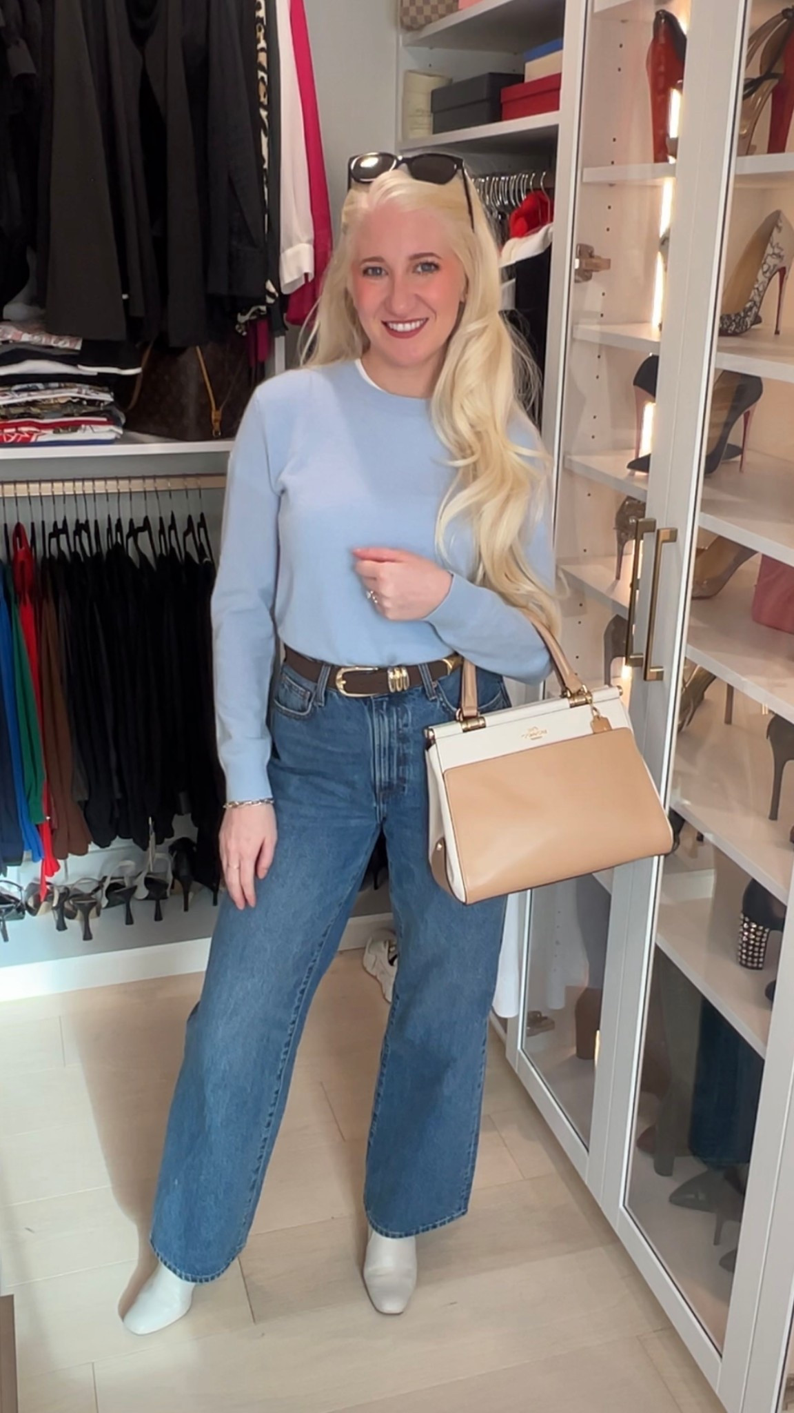 Quick and simple OOTD - elevated casual look!! (Also great for my natural fiber girls!!). 
•
Sweater is a size small (dew blue)
Jeans 27 (5 years kiss and tell bleu)
Bag and shoes are old but I’ll tag similar! 


#LTKSeasonal #LTKSaleAlert #LTKootd