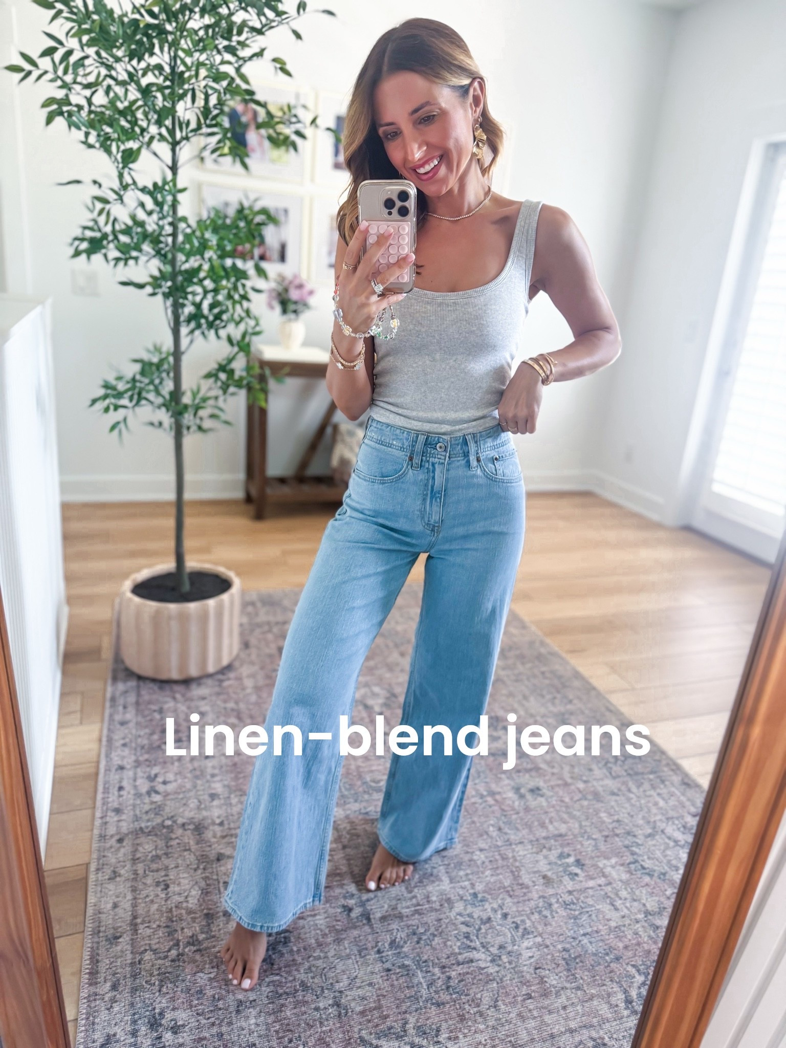 Code AFLTK. Wearing 24 short in linen-blend jeans (these are the regular style but I will link the curve love version, too). Finally got my hands on the bra-free 90s ribbed scoopneck tank (XXS) . Wearing this to the airport soon - it’s a great base layer! Also love the bra-free 90s cami! Elevated casual. Summer outfit. Fall outfit. Everyday outfit. Mom outfit.

#LTKootd #LTKTravel #LTKPetite
