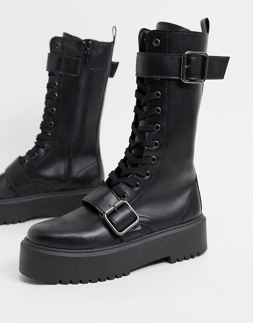 ASOS DESIGN Ashford chunky buckle boots in black | ASOS (Global)