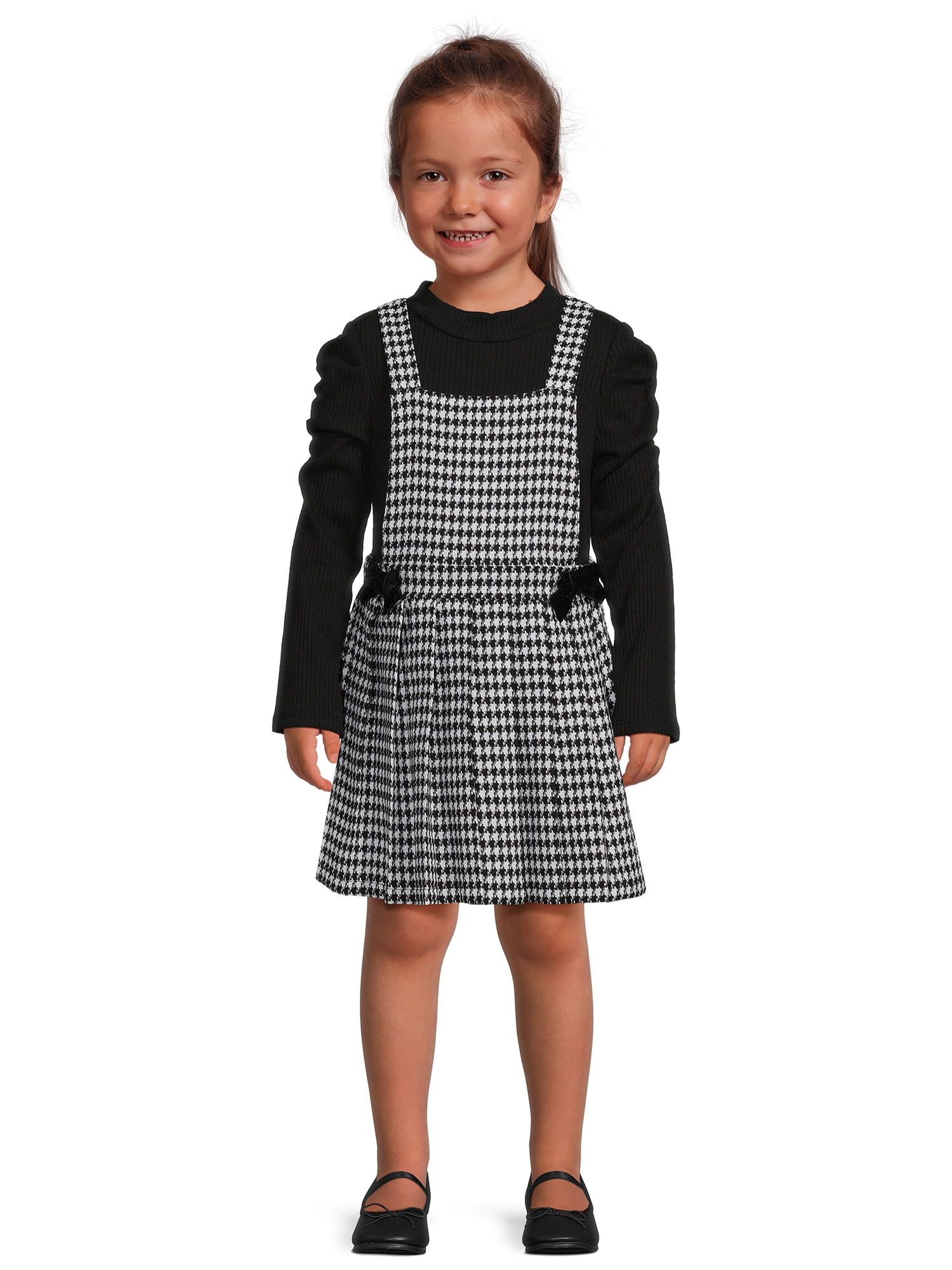 Wonder Nation Toddler Girls’ Holiday Pinafore and Dress Set, 2-Piece Set, Sizes 12M-5T | Walmart (US)