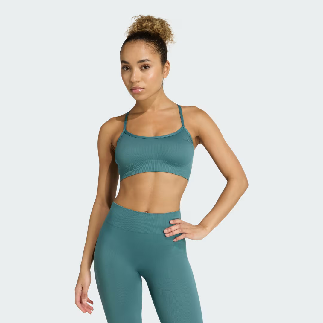 adidas Workout Essentials Light-Support Knit Bra Preloved Teal M - Womens Workout Sports Bras | adidas (US)