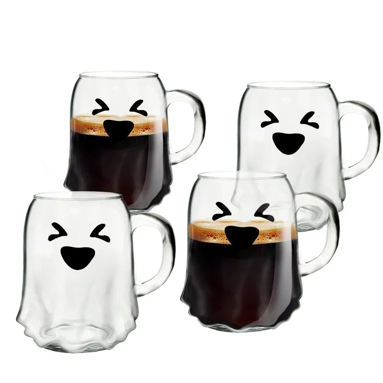 Way To Celebrate Glass Ghost Drinking Mug Squint 4 Pack - Walmart.com | Walmart (US)