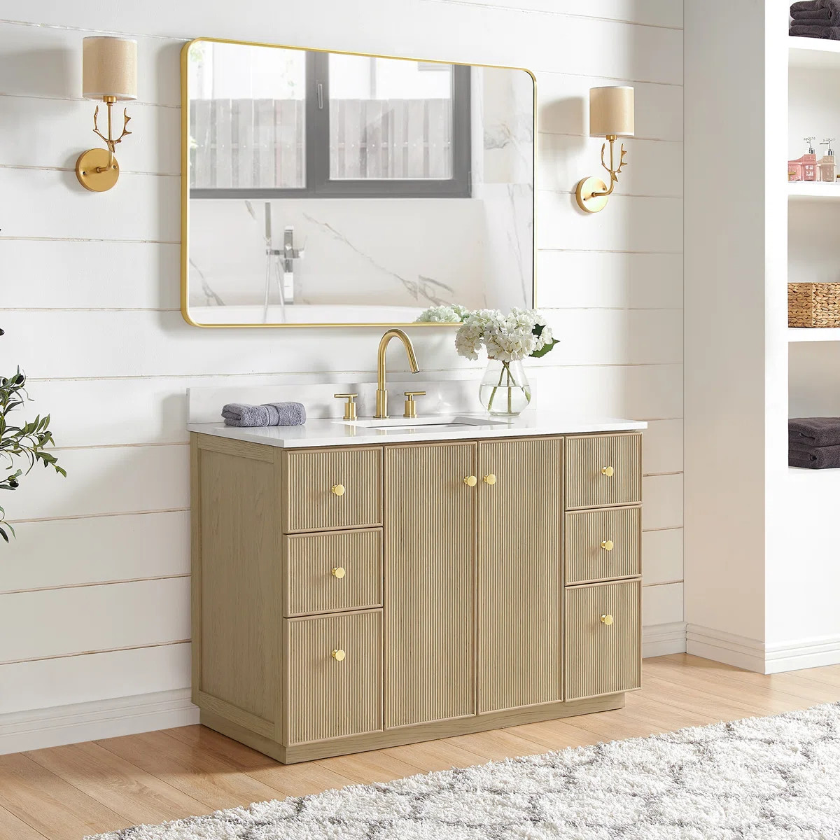 Waubun Rally 48'' Free Standing Single Bathroom Vanity with Calacatta Quartz Top | Wayfair North America