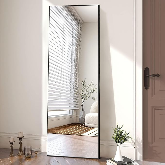 OLIXIS Full Length Mirror with Stand, Full Length Mirror for Bedroom, Cloakroom, Living Room, Alu... | Amazon (US)