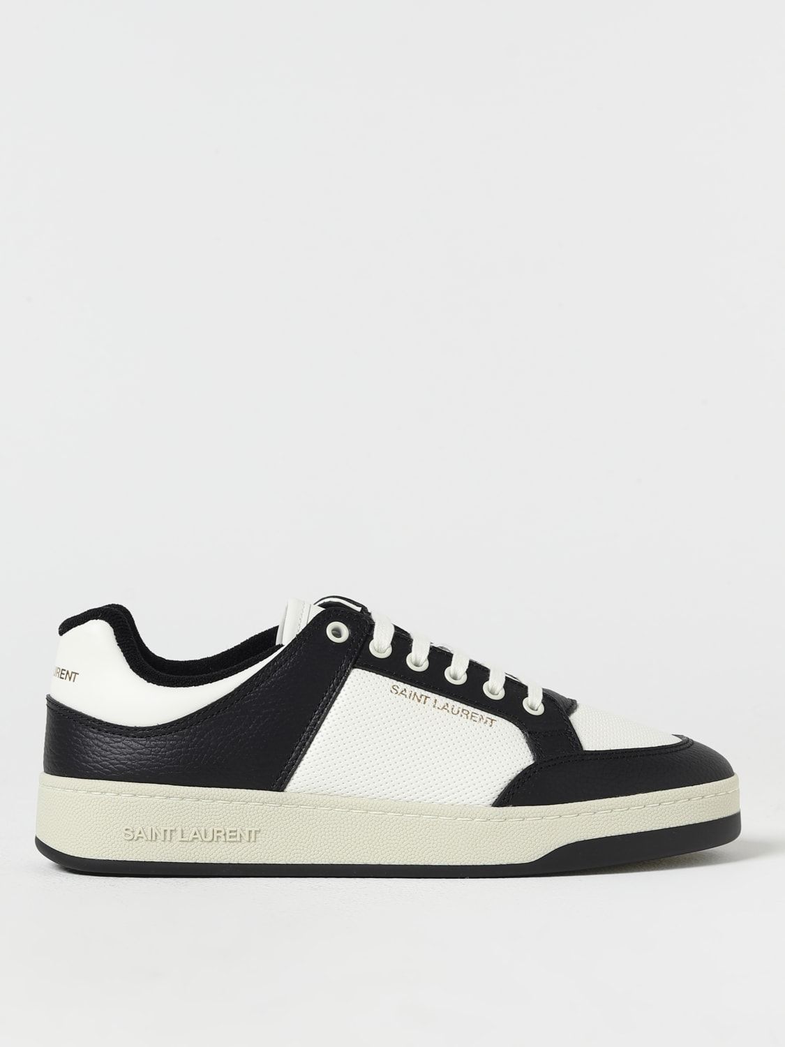 SAINT LAURENT: sneakers in grained leather - White | Saint Laurent sneakers 713600AAAWR online at... | Giglio.com - Global Italian fashion boutique