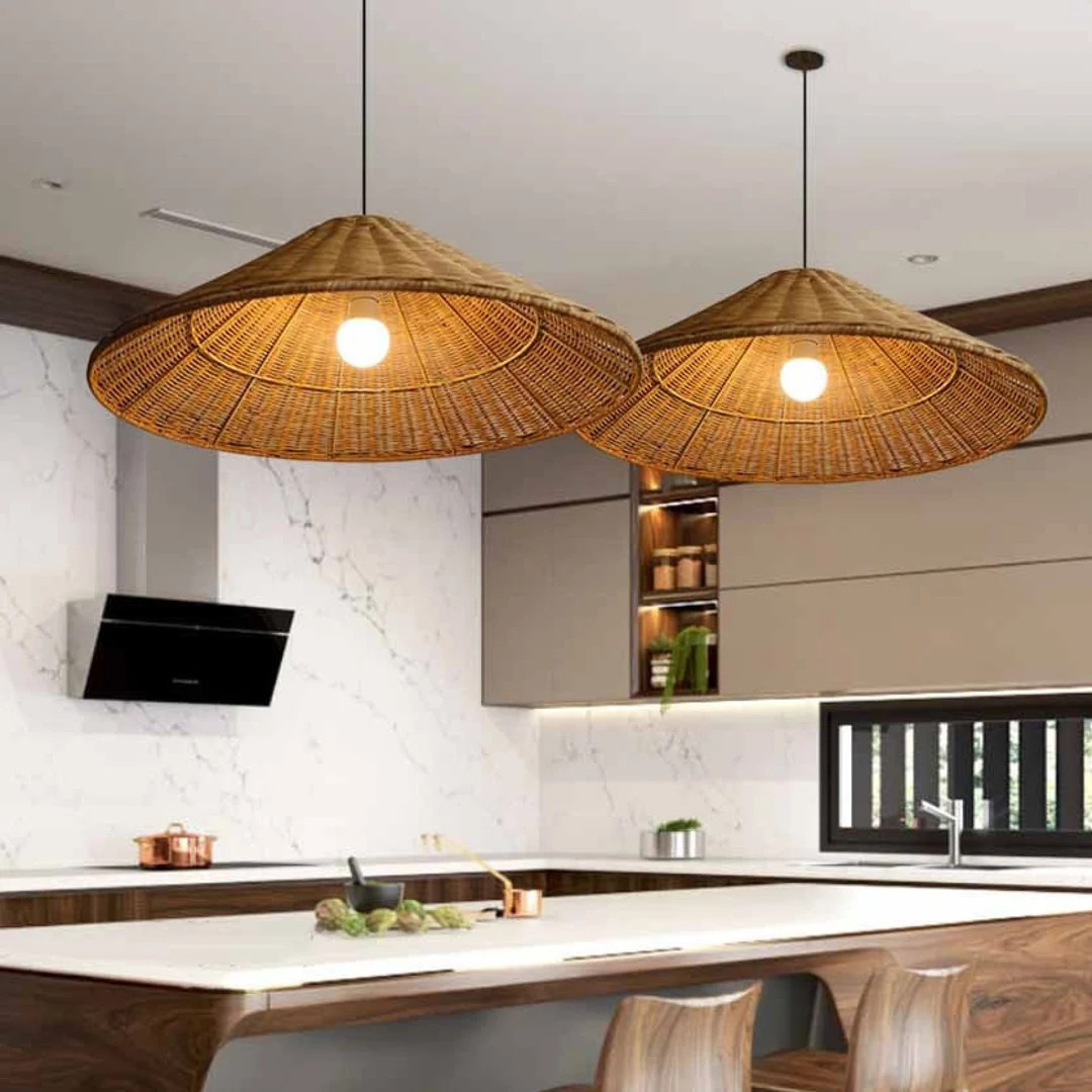 Rattan Cone Lamp Shade Woven Rattan Light Fixture Wicker - Etsy Canada | Etsy (CAD)