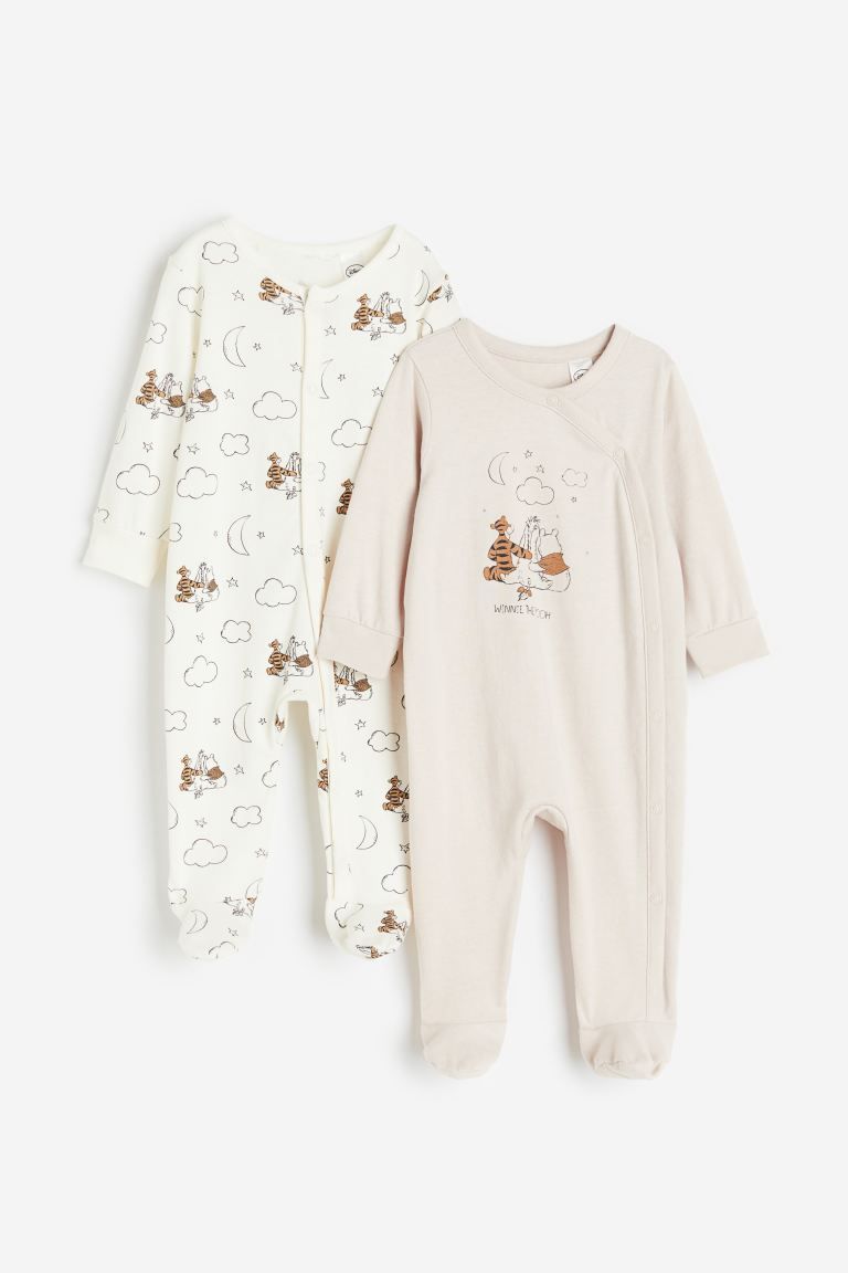 2-pack Pajama Jumpsuits with Covered Feet - Light beige/Winnie the Pooh - Kids | H&M US | H&M (US + CA)