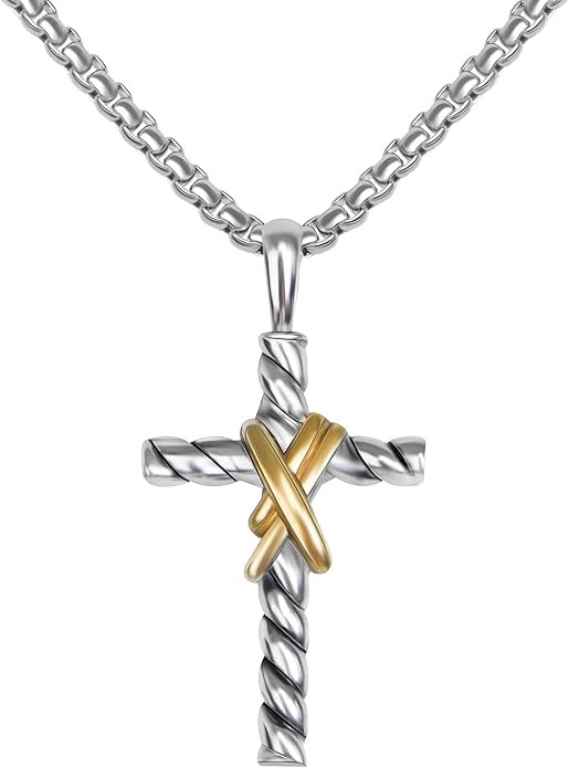 Designer Jewelry Inspired Twisted Cable Wire Cross Necklace for Women Men Fashion Brand Jewelry G... | Amazon (US)