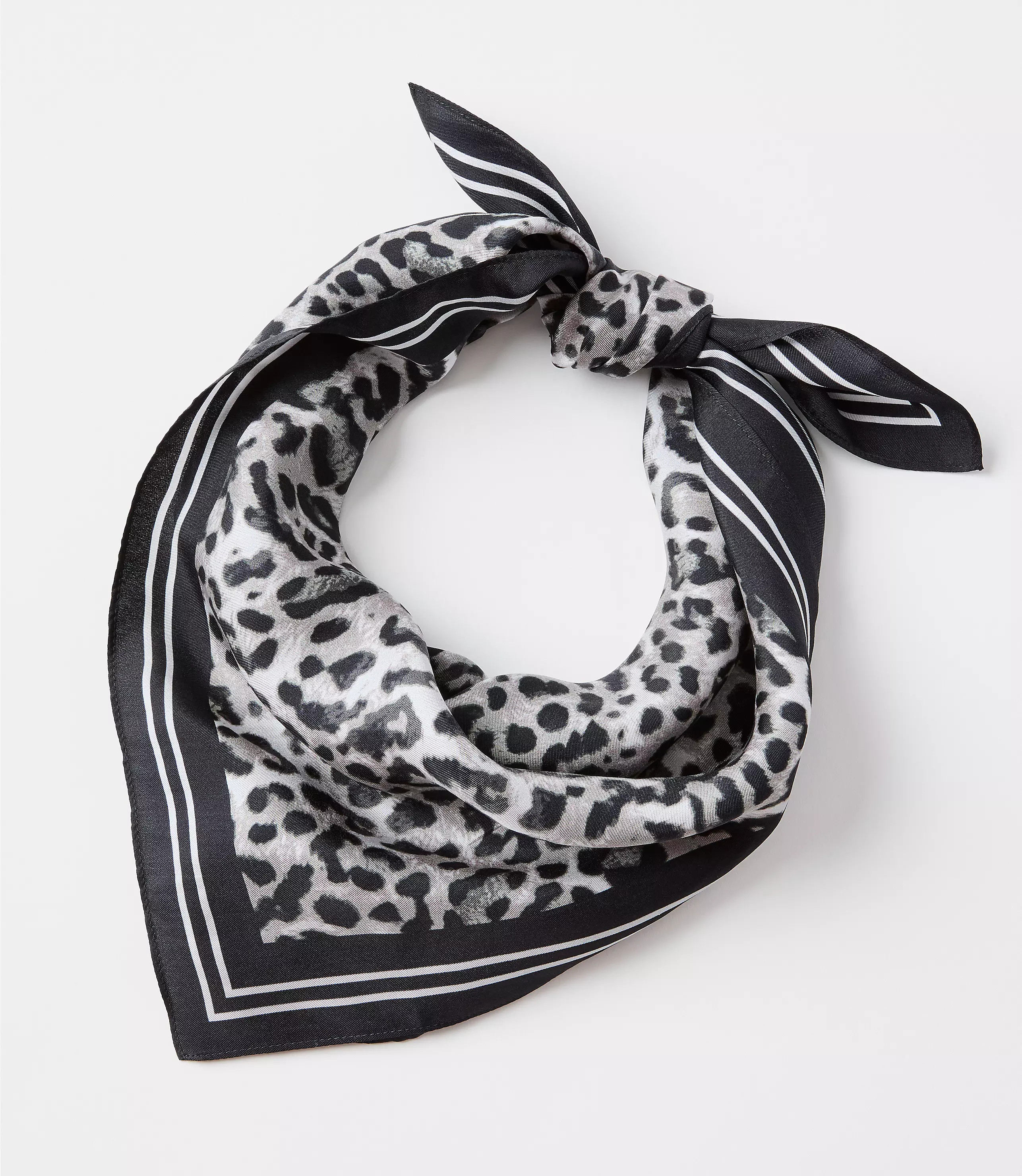 Snow Leopard Print Square Silk Scarf | LOFT