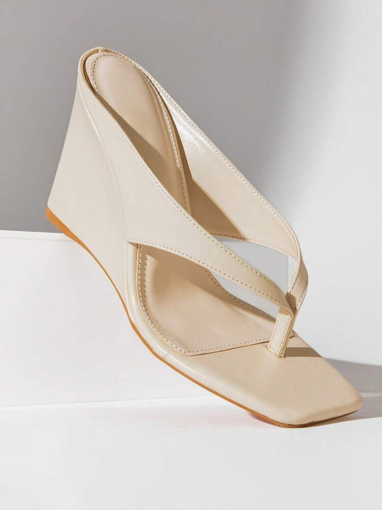 SHUZIA Women's Comfortable, Thong Wedge Sandals Summer Shoes | SHEIN